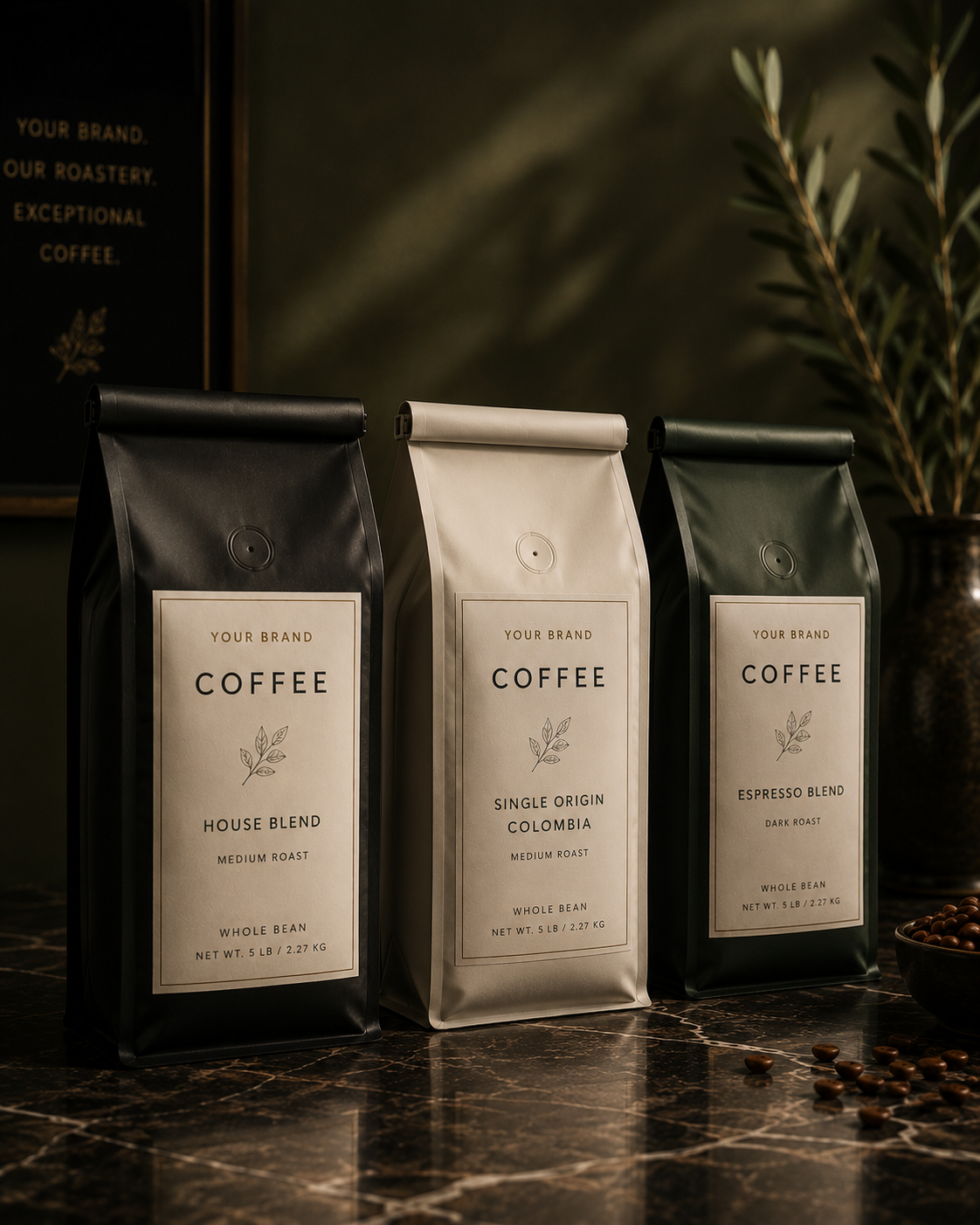 Private label coffee bags roasted by IVY Roastery